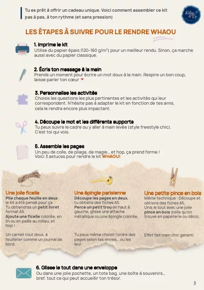 Guide complice - Description des étapes d'assemblage du kit